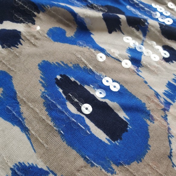 INC Sequins Ikat Cold Shoulder Top size L - Picture 8 of 9